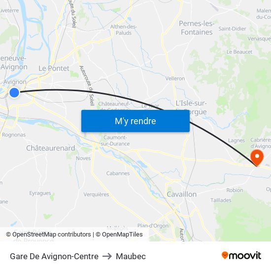 Gare De Avignon-Centre to Maubec map