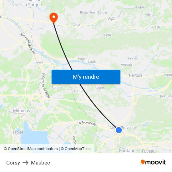 Corsy to Maubec map