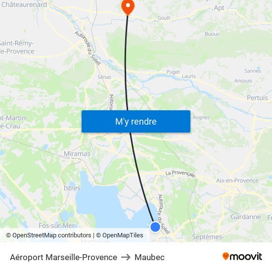 Aéroport Marseille-Provence to Maubec map