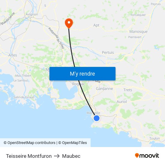 Teisseire Montfuron to Maubec map