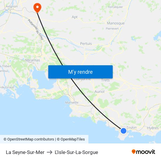 La Seyne-Sur-Mer to L'Isle-Sur-La-Sorgue map