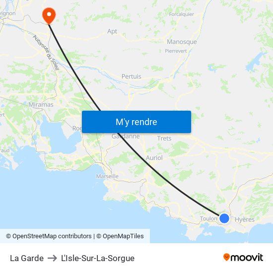 La Garde to L'Isle-Sur-La-Sorgue map