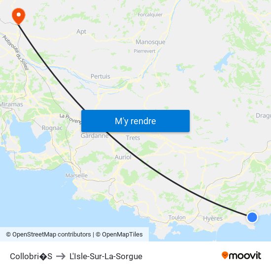 Collobri�S to L'Isle-Sur-La-Sorgue map