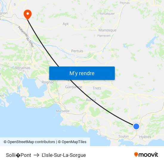 Solli�Pont to L'Isle-Sur-La-Sorgue map