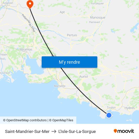 Saint-Mandrier-Sur-Mer to L'Isle-Sur-La-Sorgue map