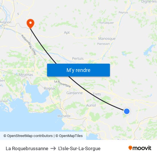 La Roquebrussanne to L'Isle-Sur-La-Sorgue map