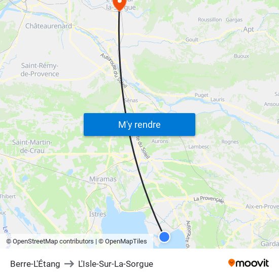 Berre-L'Étang to L'Isle-Sur-La-Sorgue map