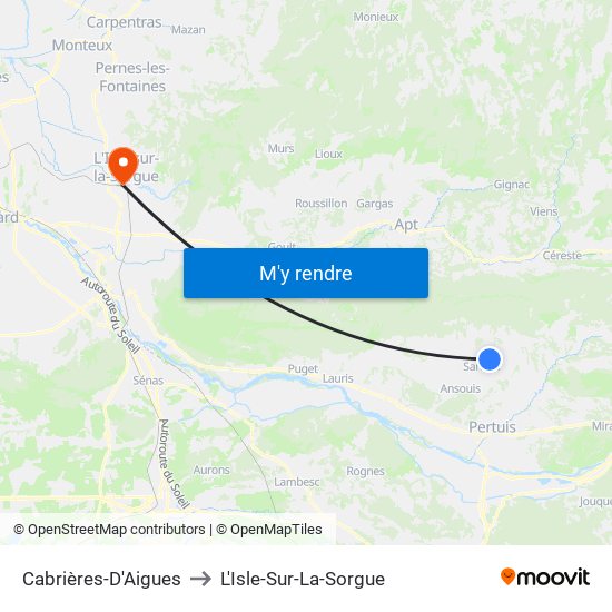 Cabrières-D'Aigues to L'Isle-Sur-La-Sorgue map