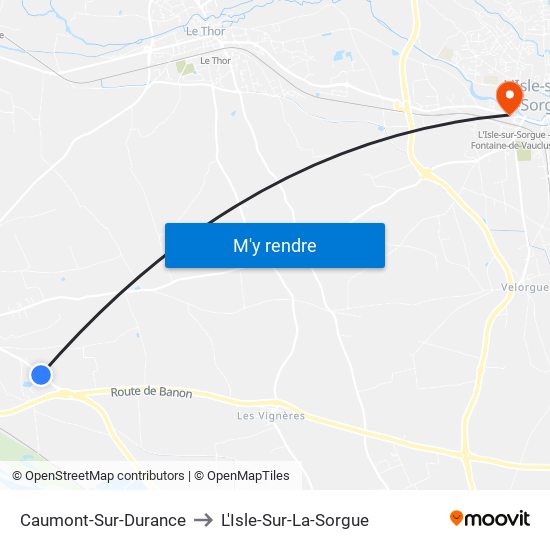 Caumont-Sur-Durance to L'Isle-Sur-La-Sorgue map