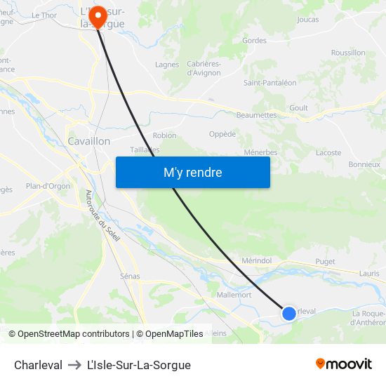 Charleval to L'Isle-Sur-La-Sorgue map