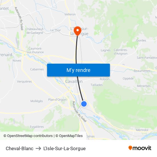 Cheval-Blanc to L'Isle-Sur-La-Sorgue map