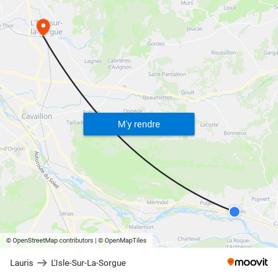 Lauris to L'Isle-Sur-La-Sorgue map