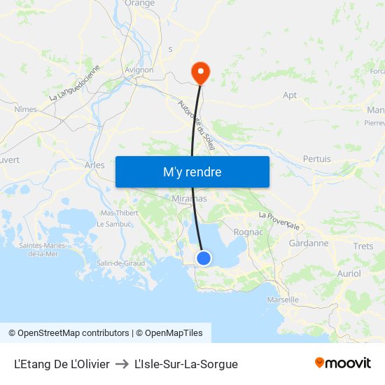 L'Etang De L'Olivier to L'Isle-Sur-La-Sorgue map