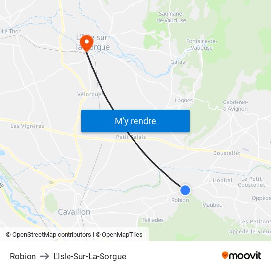 Robion to L'Isle-Sur-La-Sorgue map