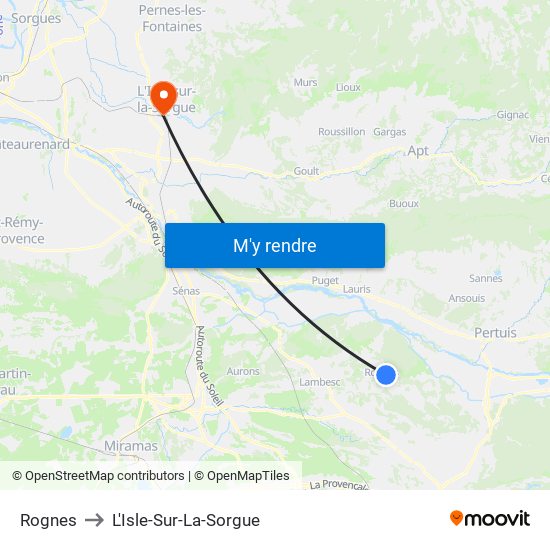 Rognes to L'Isle-Sur-La-Sorgue map