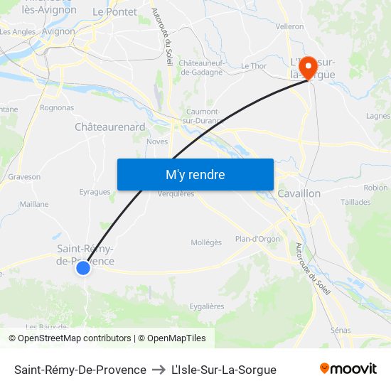 Saint-Rémy-De-Provence to L'Isle-Sur-La-Sorgue map