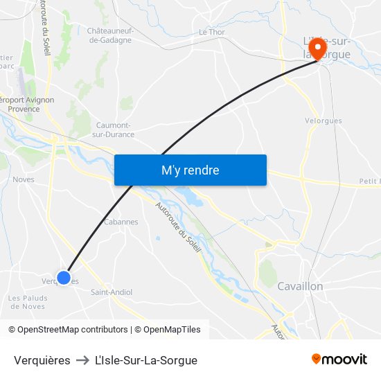 Verquières to L'Isle-Sur-La-Sorgue map