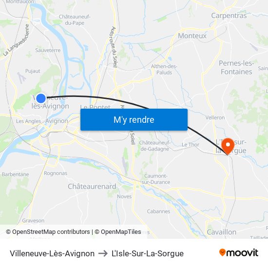 Villeneuve-Lès-Avignon to L'Isle-Sur-La-Sorgue map