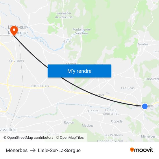 Ménerbes to L'Isle-Sur-La-Sorgue map