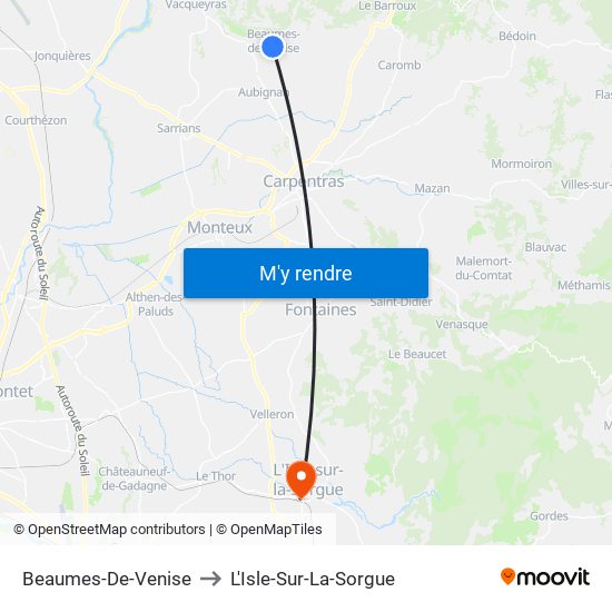 Beaumes-De-Venise to L'Isle-Sur-La-Sorgue map