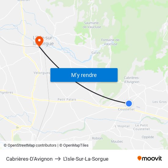 Cabrières-D'Avignon to L'Isle-Sur-La-Sorgue map