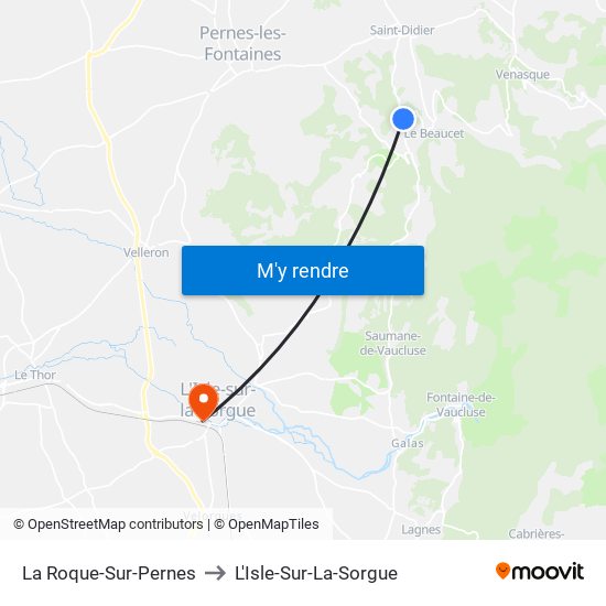 La Roque-Sur-Pernes to L'Isle-Sur-La-Sorgue map