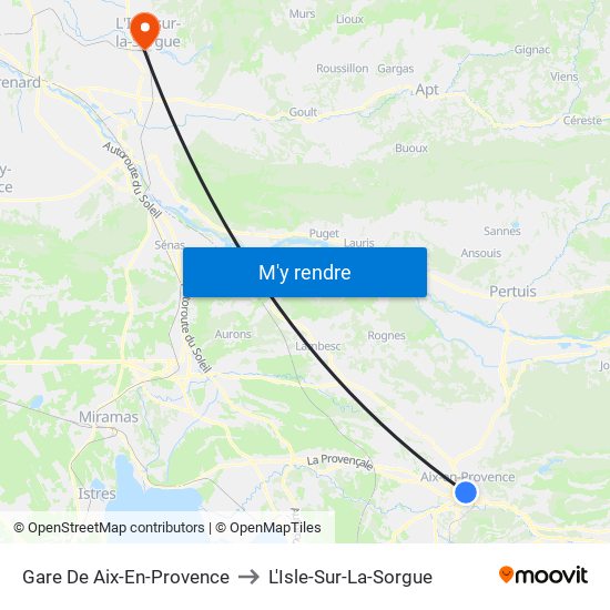 Gare De Aix-En-Provence to L'Isle-Sur-La-Sorgue map