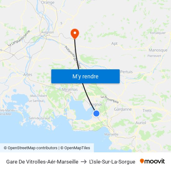 Gare De Vitrolles-Aér-Marseille to L'Isle-Sur-La-Sorgue map