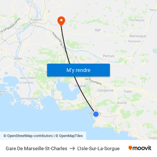 Gare De Marseille-St-Charles to L'Isle-Sur-La-Sorgue map