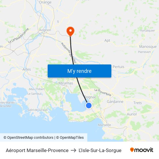 Aéroport Marseille-Provence to L'Isle-Sur-La-Sorgue map