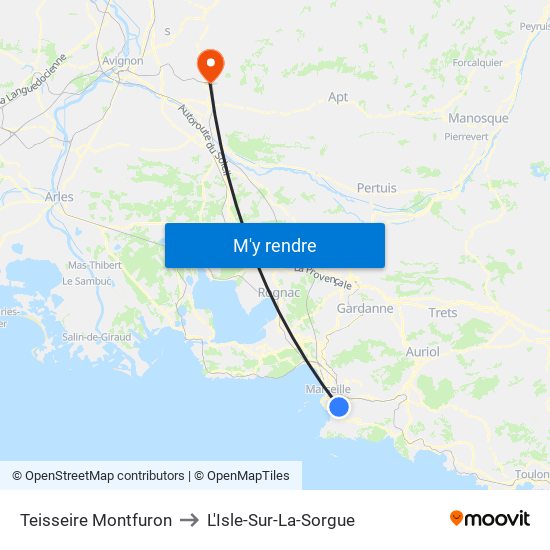 Teisseire Montfuron to L'Isle-Sur-La-Sorgue map