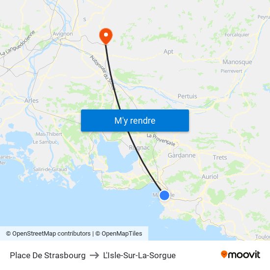 Place De Strasbourg to L'Isle-Sur-La-Sorgue map