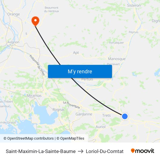 Saint-Maximin-La-Sainte-Baume to Loriol-Du-Comtat map