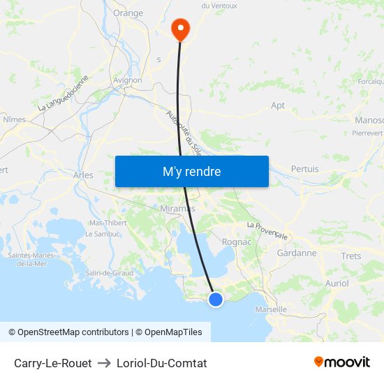 Carry-Le-Rouet to Loriol-Du-Comtat map