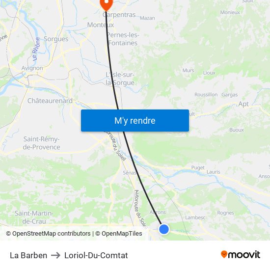 La Barben to Loriol-Du-Comtat map
