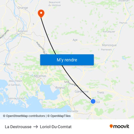 La Destrousse to Loriol-Du-Comtat map