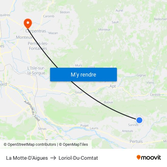 La Motte-D'Aigues to Loriol-Du-Comtat map