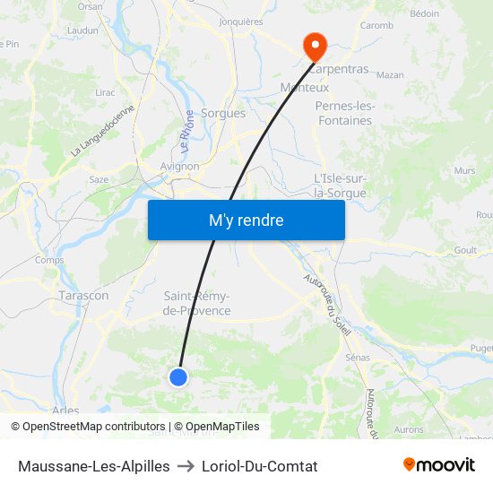Maussane-Les-Alpilles to Loriol-Du-Comtat map