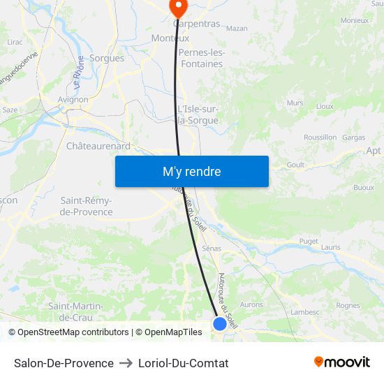 Salon-De-Provence to Loriol-Du-Comtat map