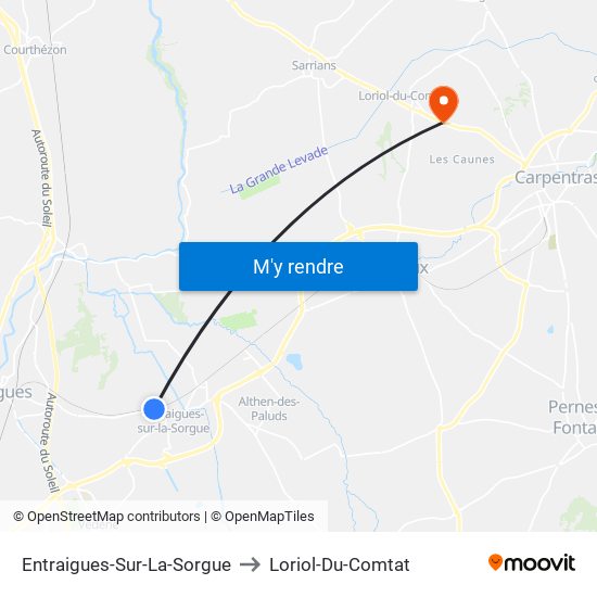 Entraigues-Sur-La-Sorgue to Loriol-Du-Comtat map
