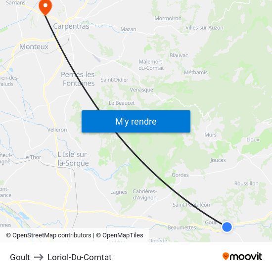 Goult to Loriol-Du-Comtat map