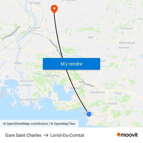 Gare Saint Charles to Loriol-Du-Comtat map