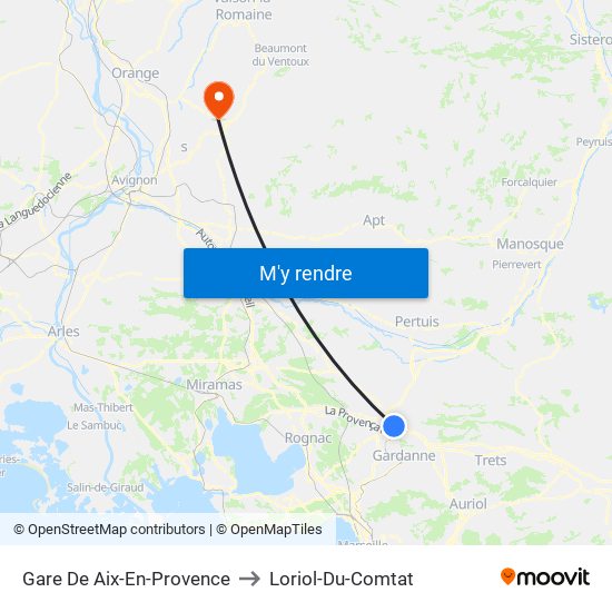Gare De Aix-En-Provence to Loriol-Du-Comtat map