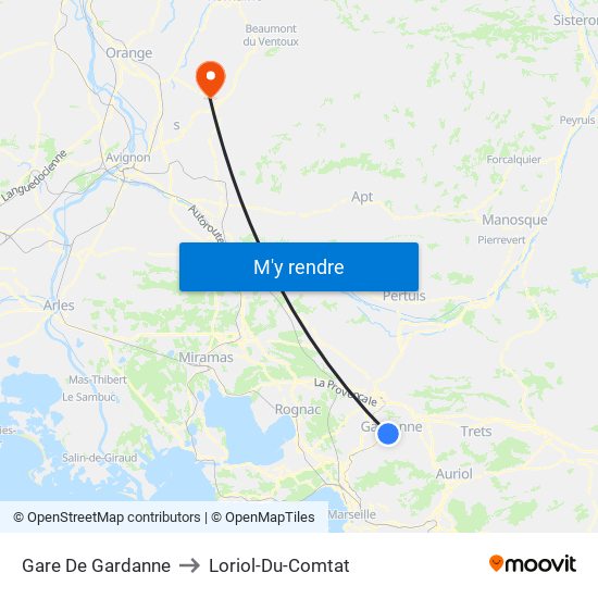 Gare De Gardanne to Loriol-Du-Comtat map