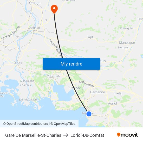 Gare De Marseille-St-Charles to Loriol-Du-Comtat map