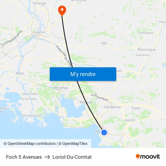 Foch 5 Avenues to Loriol-Du-Comtat map