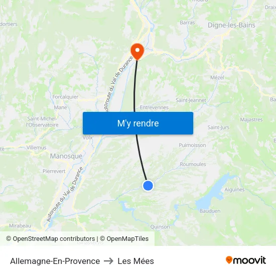 Allemagne-En-Provence to Les Mées map