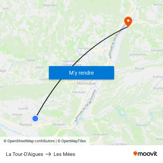 La Tour-D'Aigues to Les Mées map
