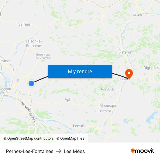 Pernes-Les-Fontaines to Les Mées map