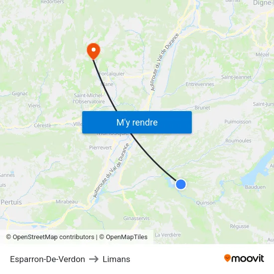 Esparron-De-Verdon to Limans map